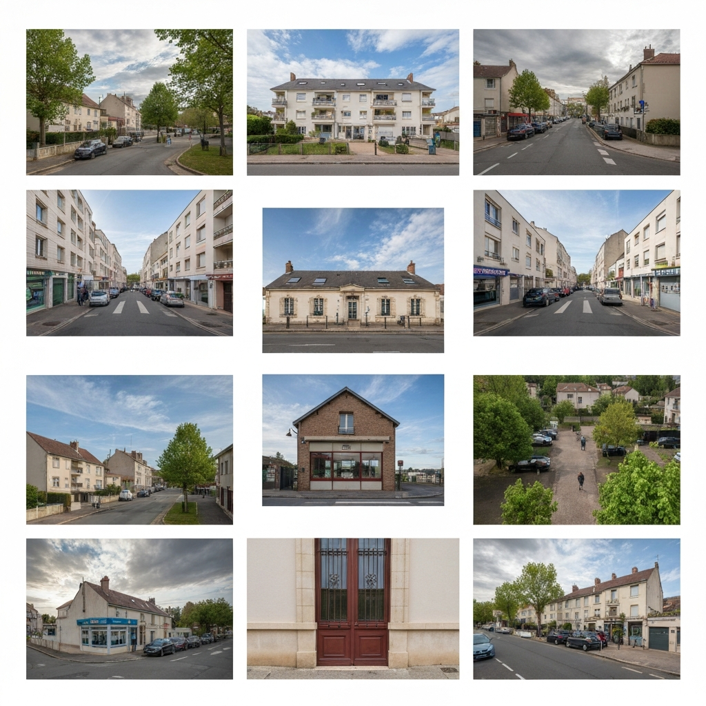 Vue panoramique de Saint-Chéron avec un panneau indiquant estimation gratuite