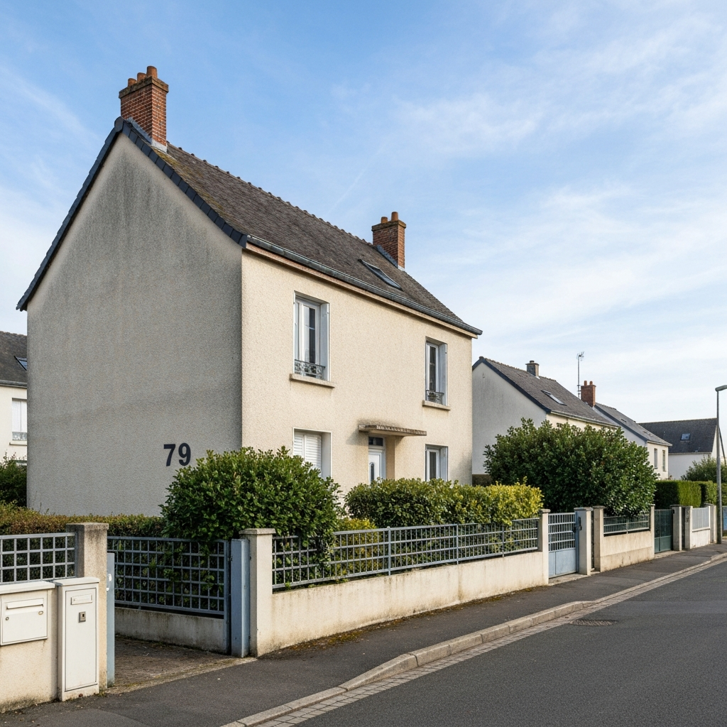Vue d'une maison en pierre à Saint-Chéron pour estimation