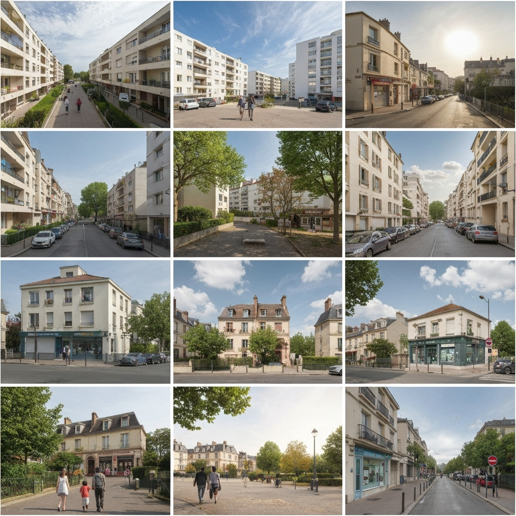 Vue aérienne du centre-ville de Saint-Chéron avec mise en évidence des prix au mètre carré