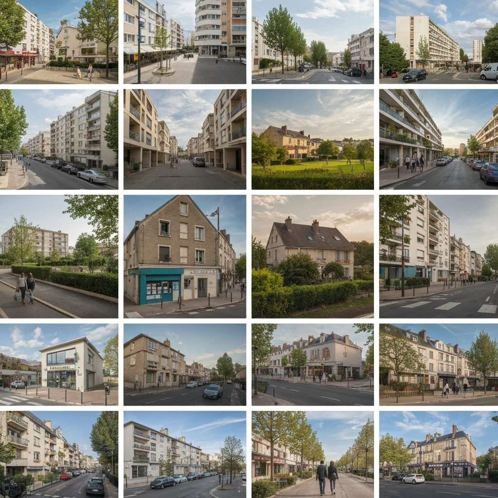 Vue aérienne de Saint-Chéron avec des maisons résidentielles