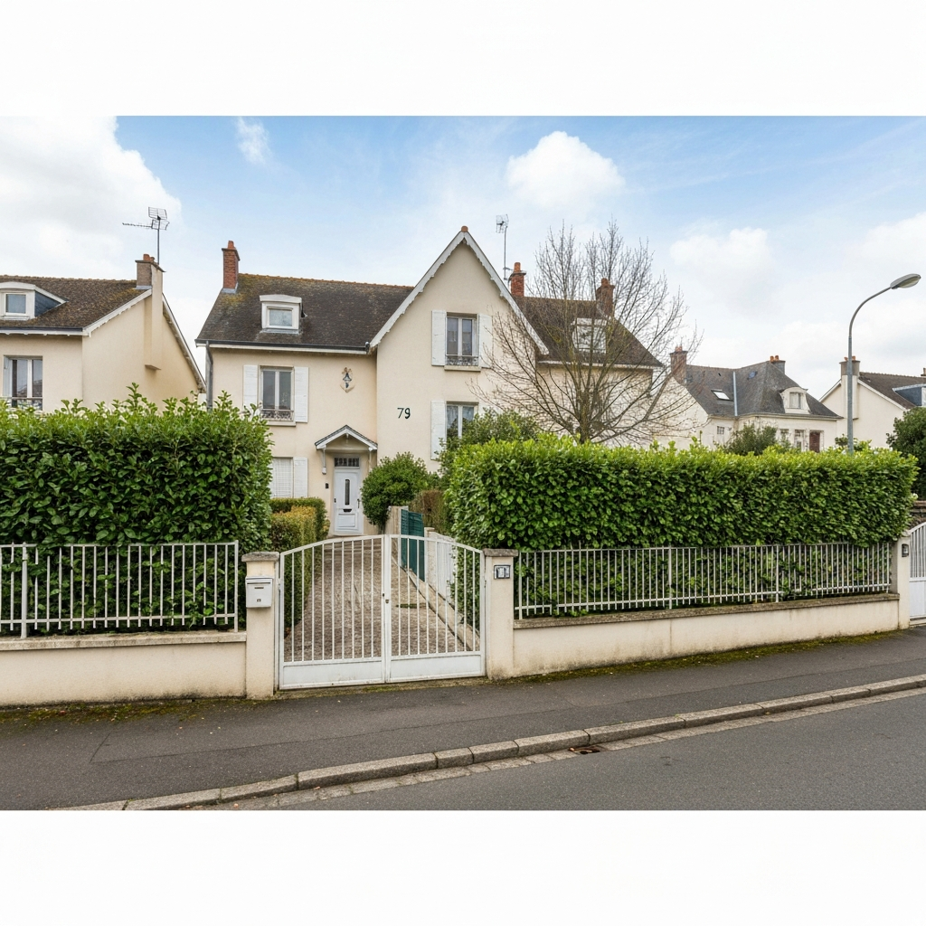 Vue aérienne de Saint-Chéron avec une maison à vendre sans agence