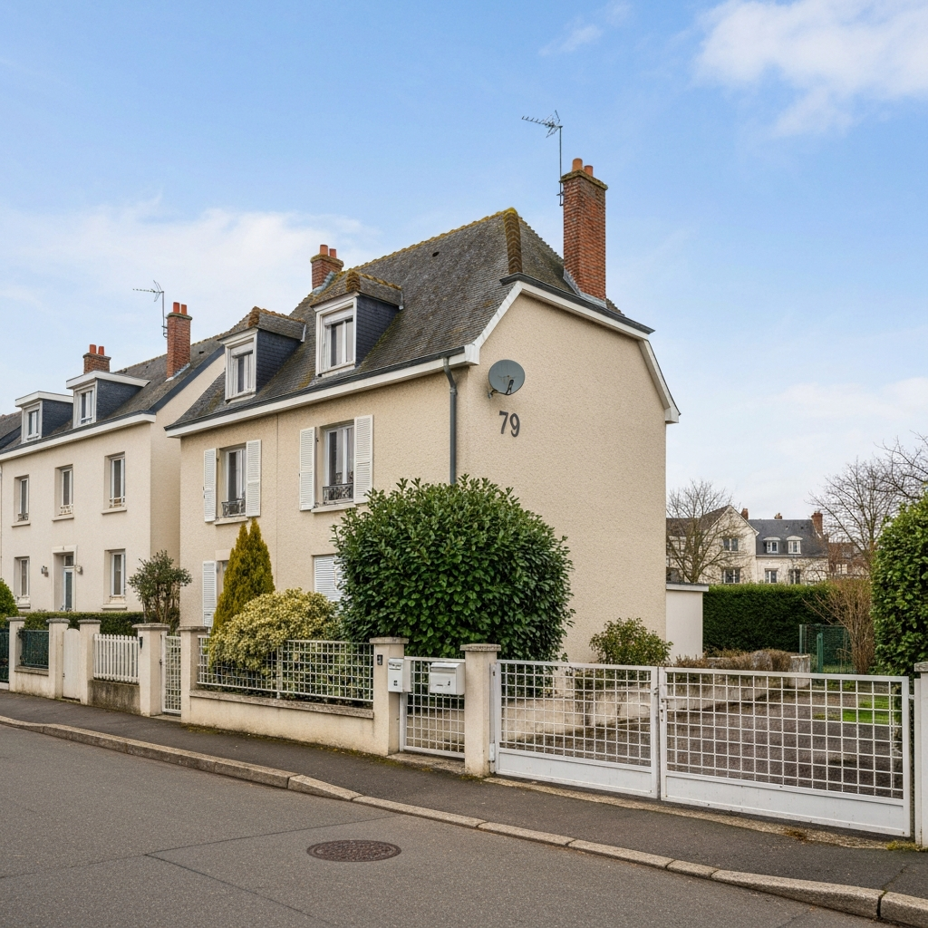 Vue extérieure d'une maison à vendre à Saint-Chéron avec un grand jardin